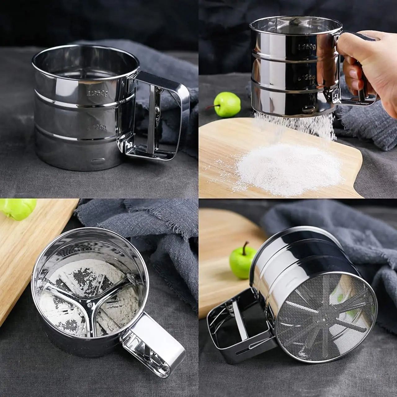 Stainless steel flour sifter